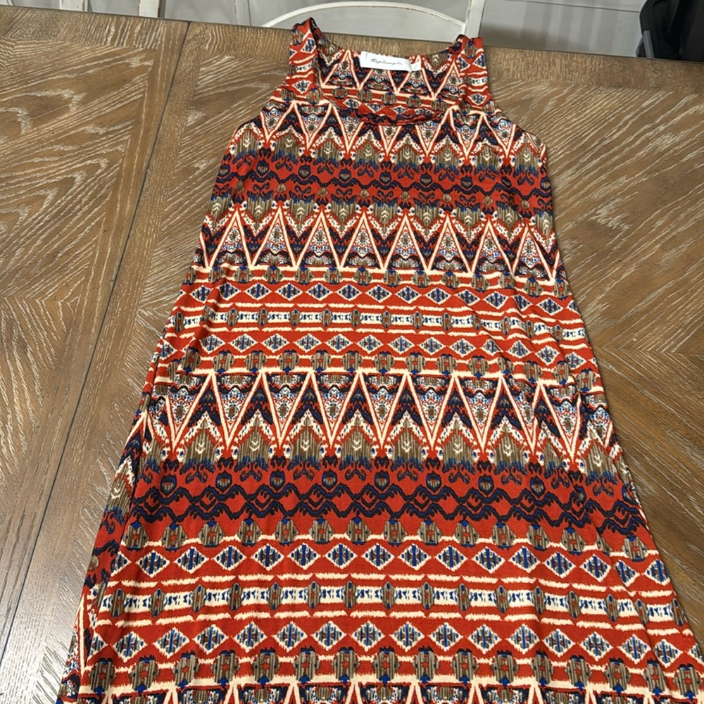 Aztec print stretchy maxi dress, L